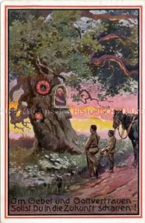 Patriotisch-religiöse Postkarte zum Ersten Weltkrieg