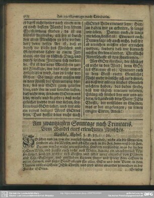 Am zwantzigsten Sonntage nach Trinitatis. Vom Wandel eines erleuchteten Menschen. Epistel, Ephes. 5. v. 15 - 21