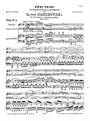 Beethoven's Werke, 82 = Serie 11: Trios für Pianoforte, Violine und Violoncell. Trio : op. 70,1