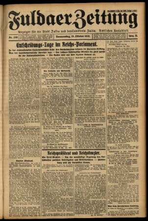 Erste Ausgabe vom Donnerstag, den 15. Oktober 1931.