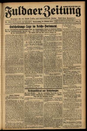 Erste Ausgabe vom Donnerstag, den 15. Oktober 1931.