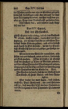 Das XIV. Capitel. Lob des Ehestandes.