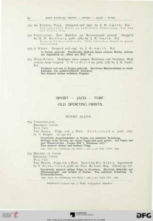 Sport – Jagd – Turf. Old sporting prints (Nr. 754-811)