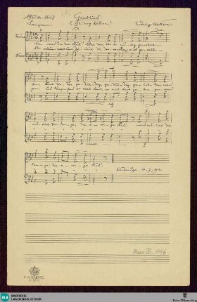 2 Lieder - Mus. Hs. 1146 : Coro maschile