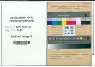 Entnazifizierung Irmgard Matthes , geb. 07.03.1914 (Postassistentin)