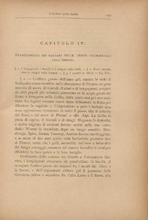Capitolo IV. Stanziamento dei barbari nelle terre occidentali dell'impero