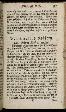 Von allerhand Klößern. - Von allerhand Mehl-Speisen.