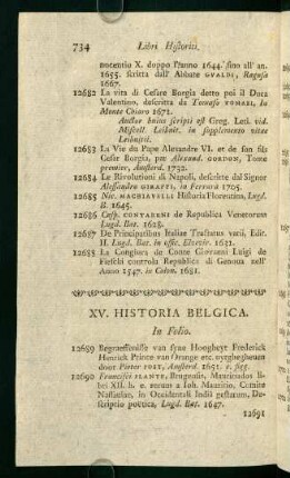 XV. Historia Belgica