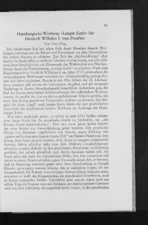 Hamburgische Werbung "Langer Kerls" für Friedrich Wilhelm I. von Preußen