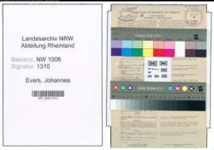 Entnazifizierung Johannes Evers , geb. 30.08.1902 (Studienrat)