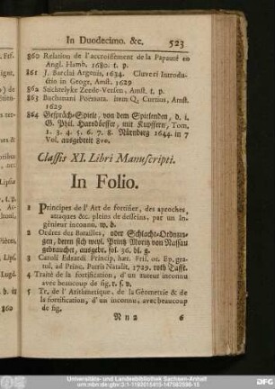 Classis XI. Libri Manuscripti.