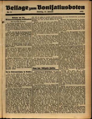 Zweite Ausgabe vom Sonntag, den 15. Januar 1933.
