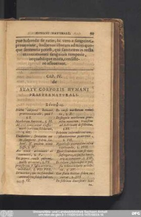 Cap. IV. de Statu Corporis Humani Praternaturali.