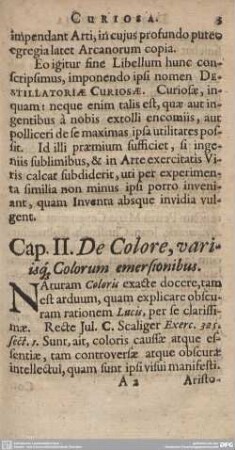 Cap. II. De Colore, varisq Colorum emersionibus.