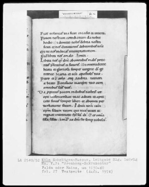 Arenberg-Sakramentar — Textseite, Folio 27