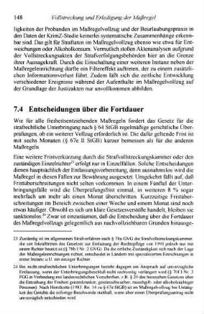 148-150, 7.4 Entscheidungen über die Fortdauer