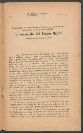 "El escándalo del Teatro Nuevo" : (Aparecerá en el número próximo)