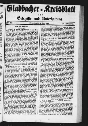Gladbacher Kreisblatt für Geschäfte und Unterhaltung. 1847-1851
