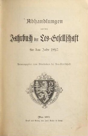 Jahrbuch der Österreichischen Leo-Gesellschaft. 1892