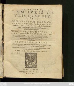 Promptuarium Tam Iuris Civilis, Quam Feudalis