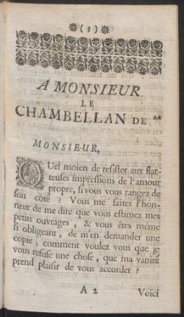 A Monsieur Le Chambellan De **