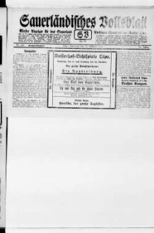 Sauerländisches Volksblatt : aeltester Anzeiger des Sauerlandes : ueber 100 Jahre Heimat- und Kreisblatt im Kreise Olpe : Tageszeitung für Politik, Unterhaltung und Belehrung