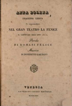 Anna Bolena : tragedia lirica
