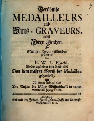 Berühmte Medailleurs und Müntz-Graveurs