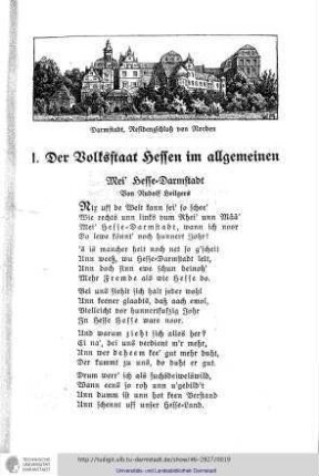 I. Der Volksstaat Hessen im allgemeinen