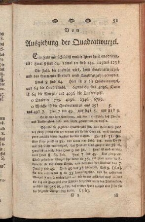 Von Ausziehung der Quadratwurzel.