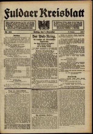 Ausgabe vom Freitag, den 07. Dezember 1917.