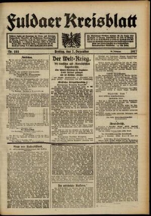 Ausgabe vom Freitag, den 07. Dezember 1917.