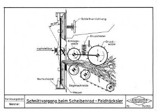 Schnittvorgang beim Scheibenrad-Feldhäcksler