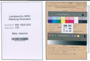 Entnazifizierung Heinrich Metz , geb. 03.04.1902 ()