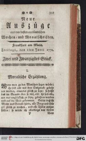 (Zwei und Zwanzigstes Stück. Freitags, den 1ten Junii 1770 - Sechs und Zwanzigstes Stück. Freitags, den 29ten Junii 1770)