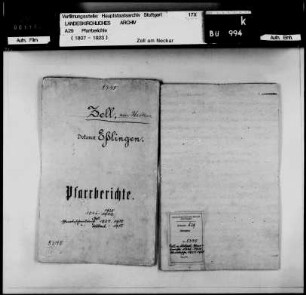 Pfarrei Zell/Neckar und Altbach: Pfarrberichte und Pfarrbeschreibungen