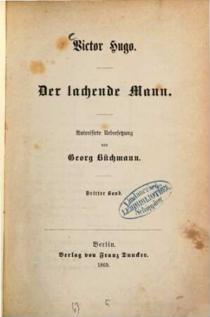 Der lachende Mann : Autorisirte Uebersetzung von Georg Büchmann, 3