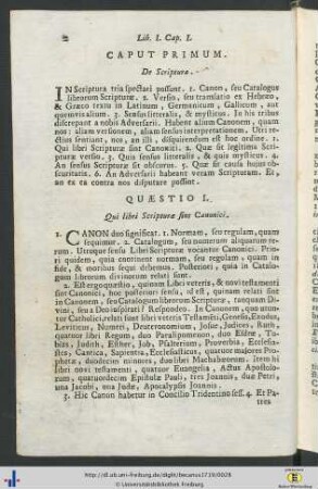 Caput I. De Scriptura - Caput V. De Judice Controversiarum.