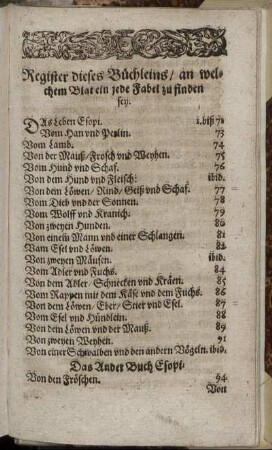 Register dieses Büchleins