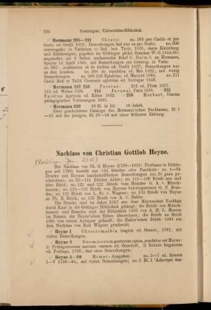 Nachlass von Christian Gottlob Heyne. [Cod. Ms. Heyne 1 - Cod. Ms. Heyne 139]