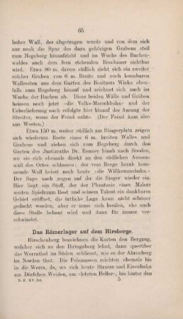 Das Römerlager auf derm Hirsberge.