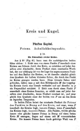 Fünftes Kapitel. Potenz. Aehnlichkeitspunkte.
