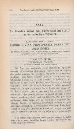 434-444 Die Encyclica unseres heiligen Vaters Papst Leo's XIII. an die italienischen Bischöfe