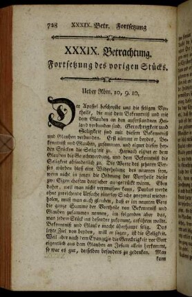 XXXIX. Betrachtung. Fortsetzung des vorigen Stücks.