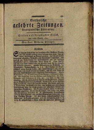 Sieben und dreyßigstes Stück, den 11ten Sepbr. 1790.