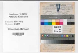 Entnazifizierung Hermann Sonnenburg , geb. 16.08.1896 (Kaufmann)