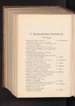II. Systematisches Verzeichnis.