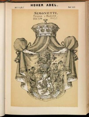 Taf. 352. Simonetti, Fürsten v. Musone. (Dipl. 9. VIII. 1805.)
