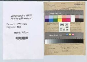 Entnazifizierung Alfons Haefs , geb. 07.07.1912 (Spediteur)