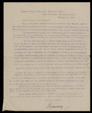 Brief von Heinrich Erman an Julius Karl Otto von Gierke, Lausanne, 19.8.1910